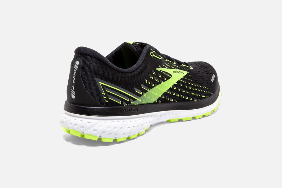 Brooks Ghost 13 Road Running Shoes Mens Black/Green 894716-QVD